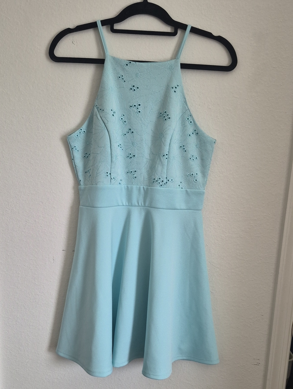 Francesca's Eyelet Light Blue Dress